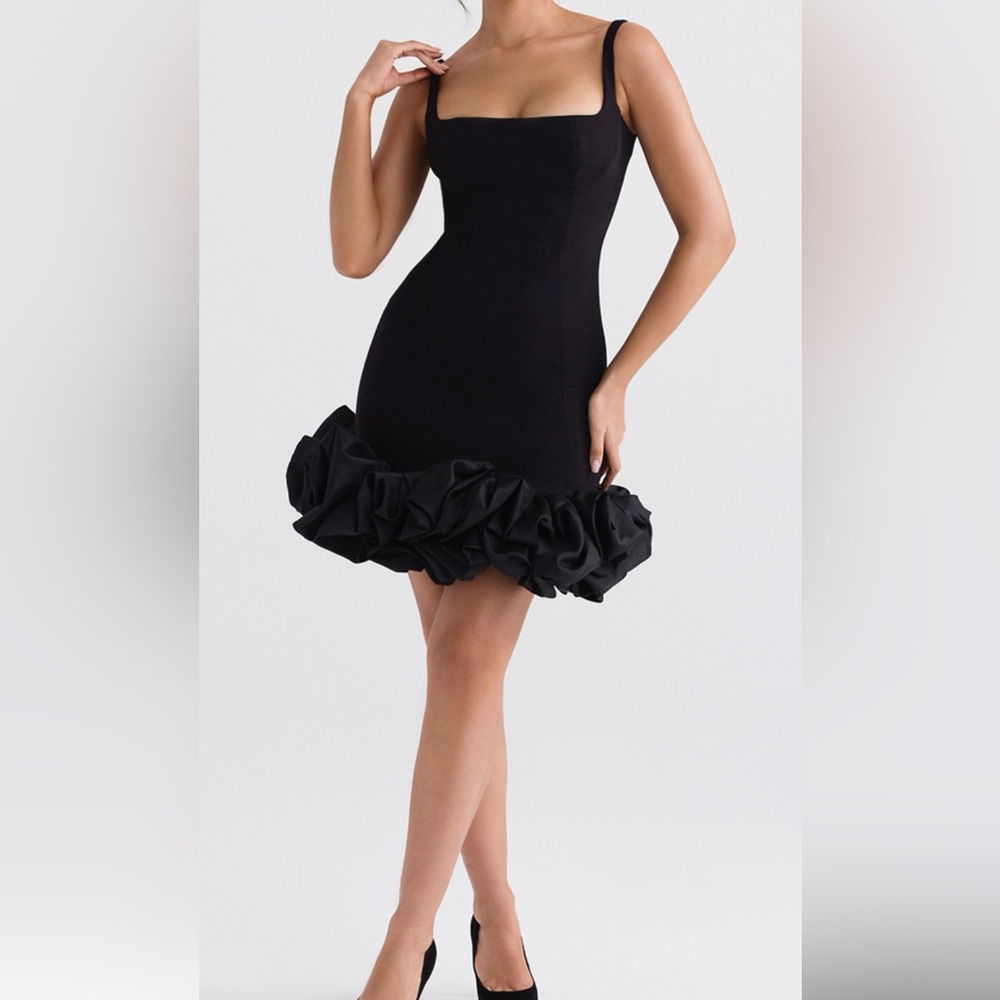 House of CB - Lilou - Black Ruffle Hem Dress